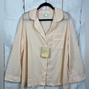 NWT Vintage Barbizon Batiste Lightweight Pajama Shirt Peach Made in USA
